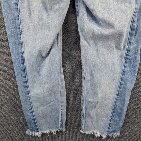 American Eagle Women's Vintage Hi-Rise Cropped Jeans Blue 10 Frayed Button Fly - Picture 11 of 15